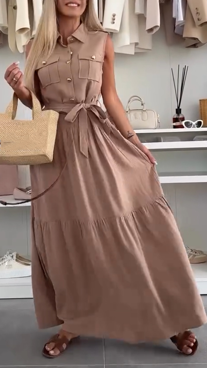 Women's Lapel Stitching Casual Dress