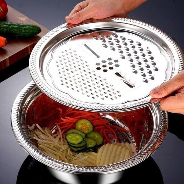 🔥Last Day Promotion 70% OFF🔥Germany Multifunctional Stainless Grater Steel Basin