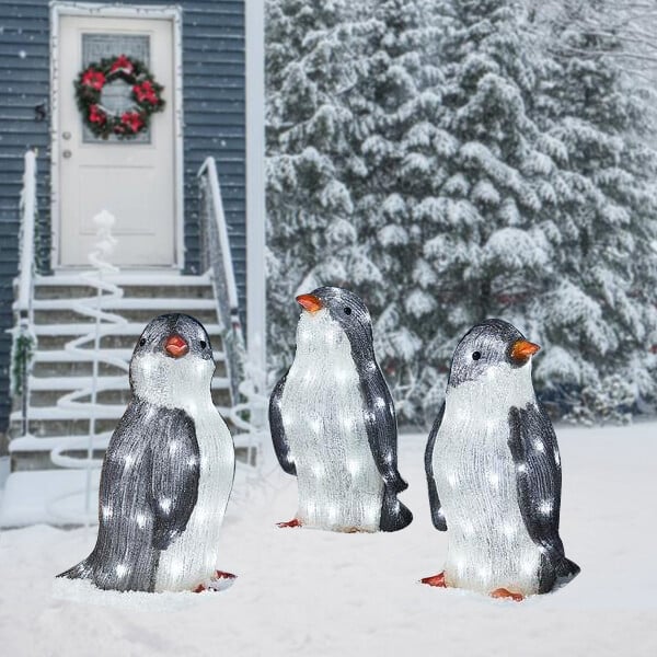 🎄🎅Christmas Presale - 49% OFF-🐧Handmade Light-Up Penguin Christmas Decoration - (Penguin 3-piece set)🐧