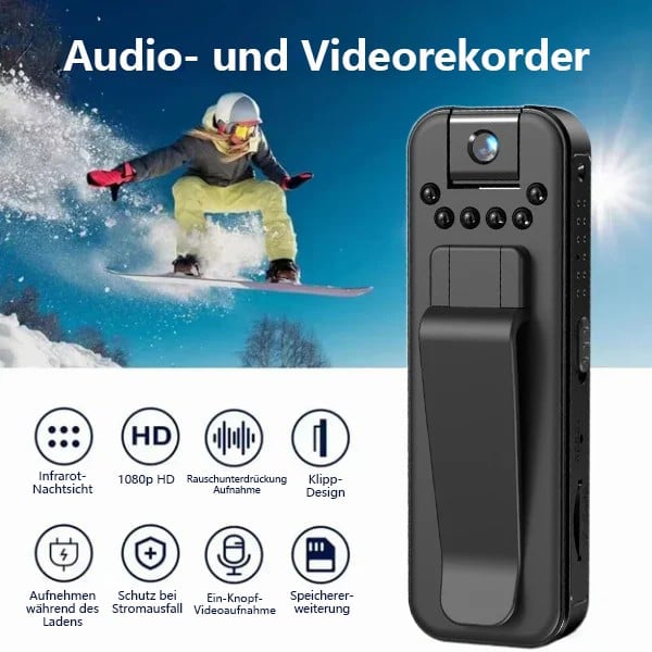 🔥Letzter Tag: 49% Rabatt🔥HD 1080P wiederaufladbare Mini-Körperkamera mit Nachtsicht und drehbarem Objektiv📷️