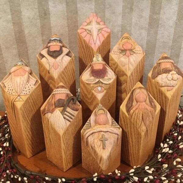 🎉Christmas Hot Sale🎁Heaven Pillar Statues,9pcs Heaven Nativity Tree Pillar Statues