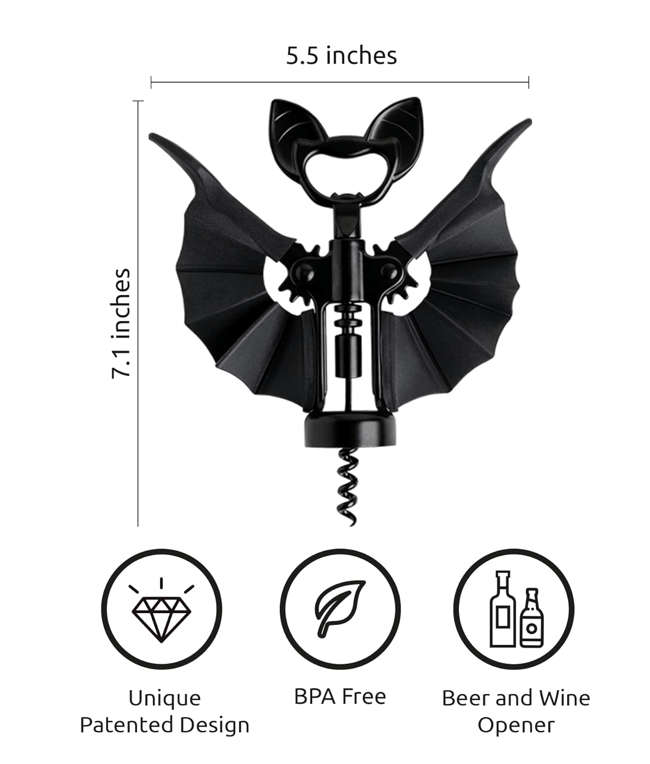 🔥🦇Bat Wine Opener with Wings