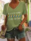 V-Neck Retro Be A Decent Human It's Not That Hard Print T-Shirt