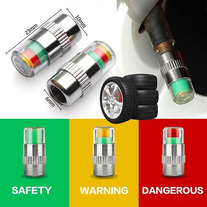 Tyre Alert- Tyre Pressure Monitor 3 Color Eye Alert(4 pcs/pack)