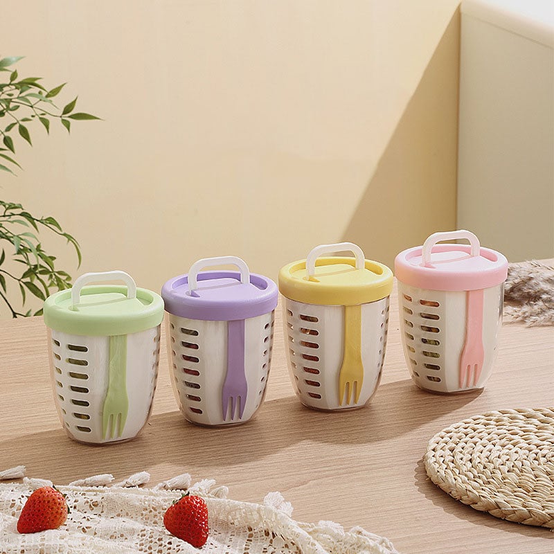 💥LAST DAY SALE 50% OFF💥On-the-Go Fruit Cup with Strainer (Includes Fork)⚡BUY 3 GET 1 FREE