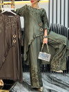 Women's Round Neck Irregular Leopard Print Gradient Casual Suit