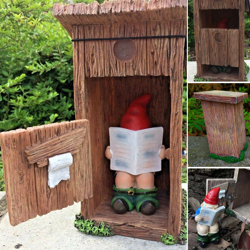 🚽 Gnome On The Toilet Funny Garden Statue