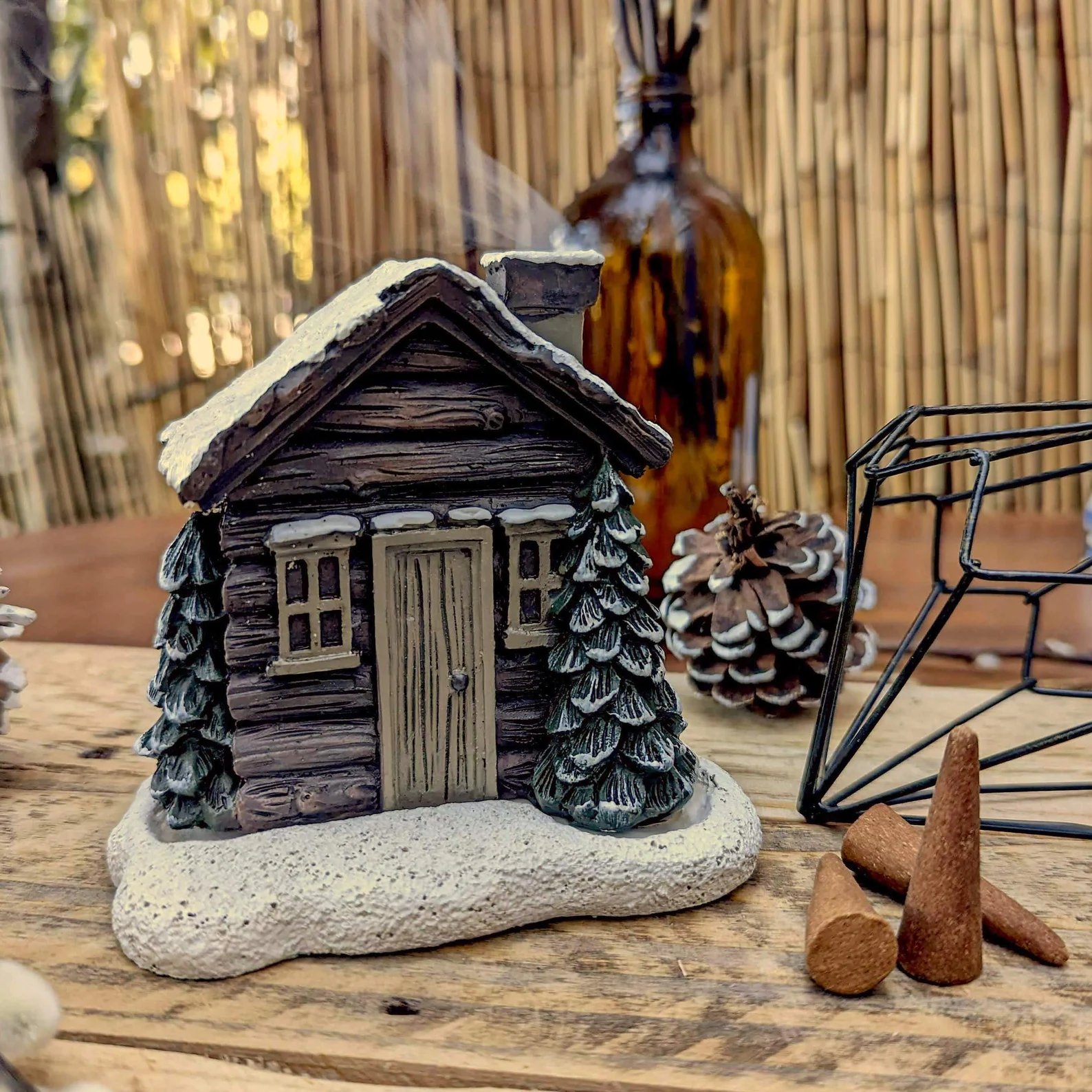 🏠Log Cabin Räuchergefäß mit rauchendem Schornstein🎄Perfektes Weihnachtsgeschenk