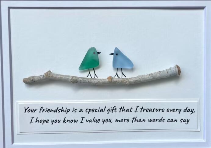 Sea Glass Art, Seaglass Birds, Friend Birthday Gift