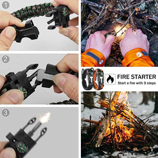 Emergency Paracord Bracelets- Best Wilderness Survival-Kit for Camping