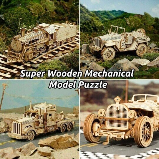 (🎄Christmas Hot Sale - 49% OFF) Super Wooden Mechanical Model Puzzle Set(Buy 2 Free Shipping)