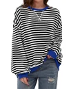 🔥 Women Oversized Striped Color Block Long Sleeve -Buy 2 Free Shipping