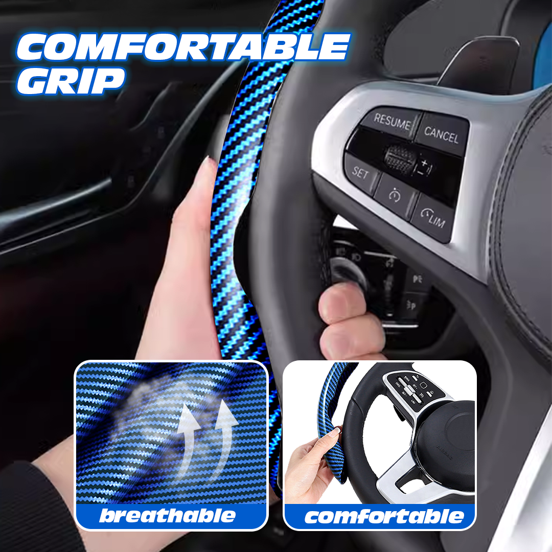 🔥BIG SALE 49% OFF🎁 Carbon Fiber Anti-Slip Car Steering Wheel Cover Universal Fit