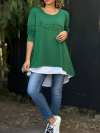 Letter Print Fake Two Piece Long Sleeve T-shirt