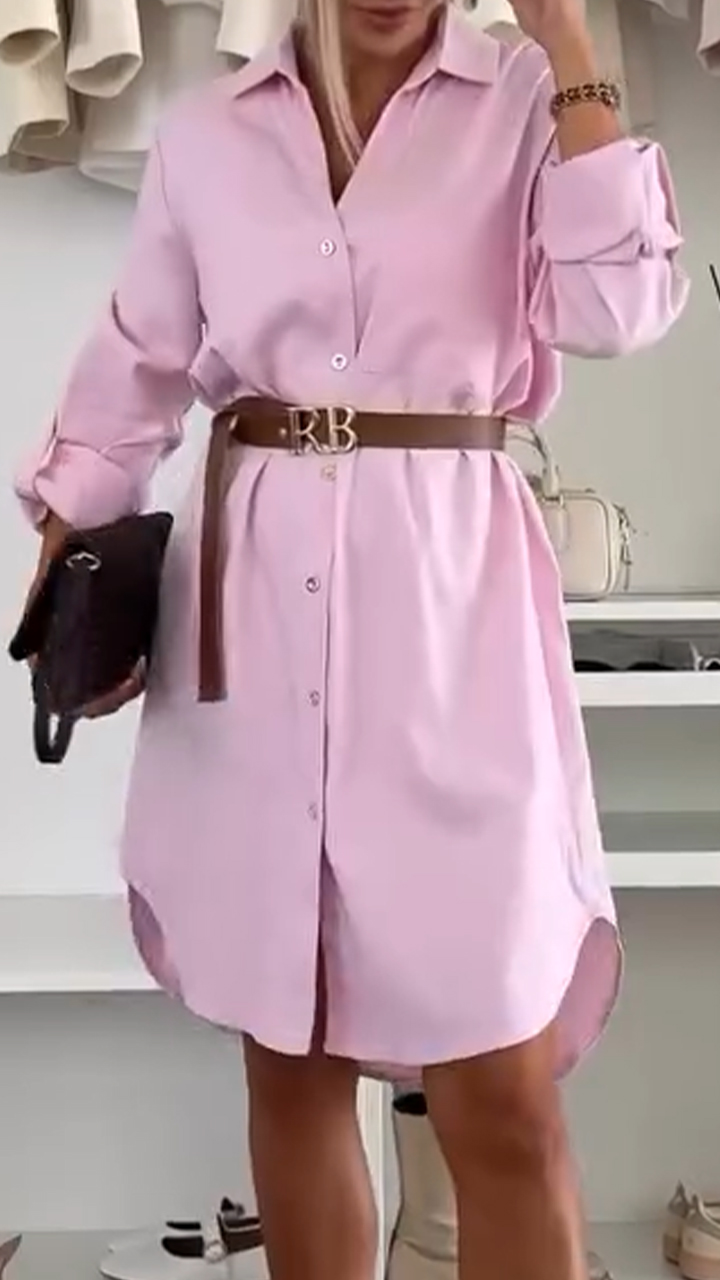 Women's Lapel Button Shirt Style Casual Dress
