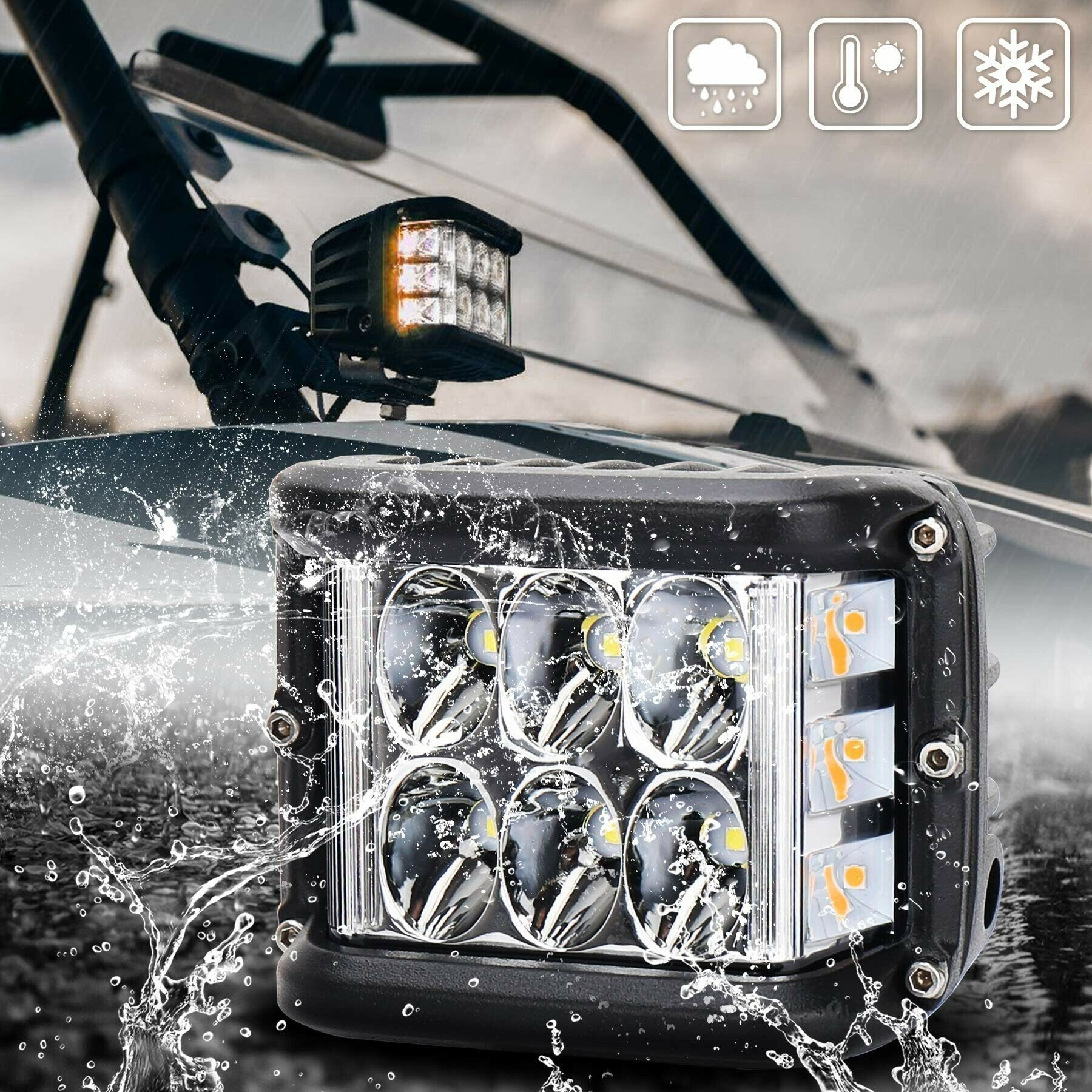 (⏰ Clearance Sale - Save 48% OFF )3.75'' Dual Side Shooter Dual Color Strobe Cree Pods for Truck ATV Boat