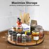 Lazy Susan Turntable Organizer for Cabinet Pantry Kitchen Countertop Refrigerator Cupboard, Pine Wood, 9