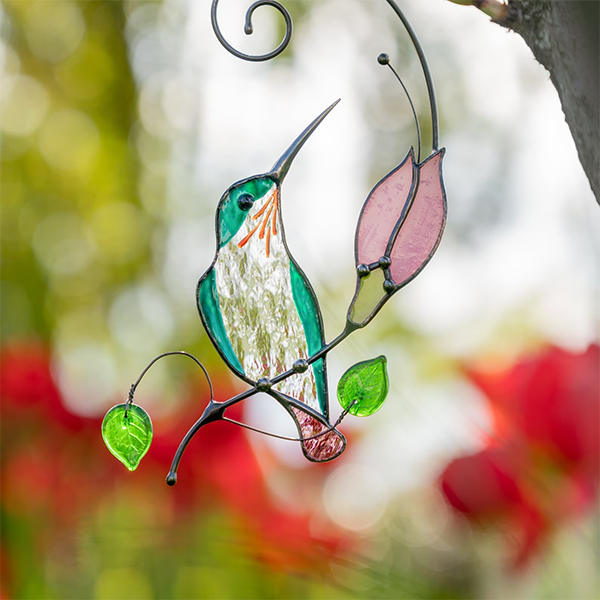 Handmade Hummingbird Stained Glass Window Hangings