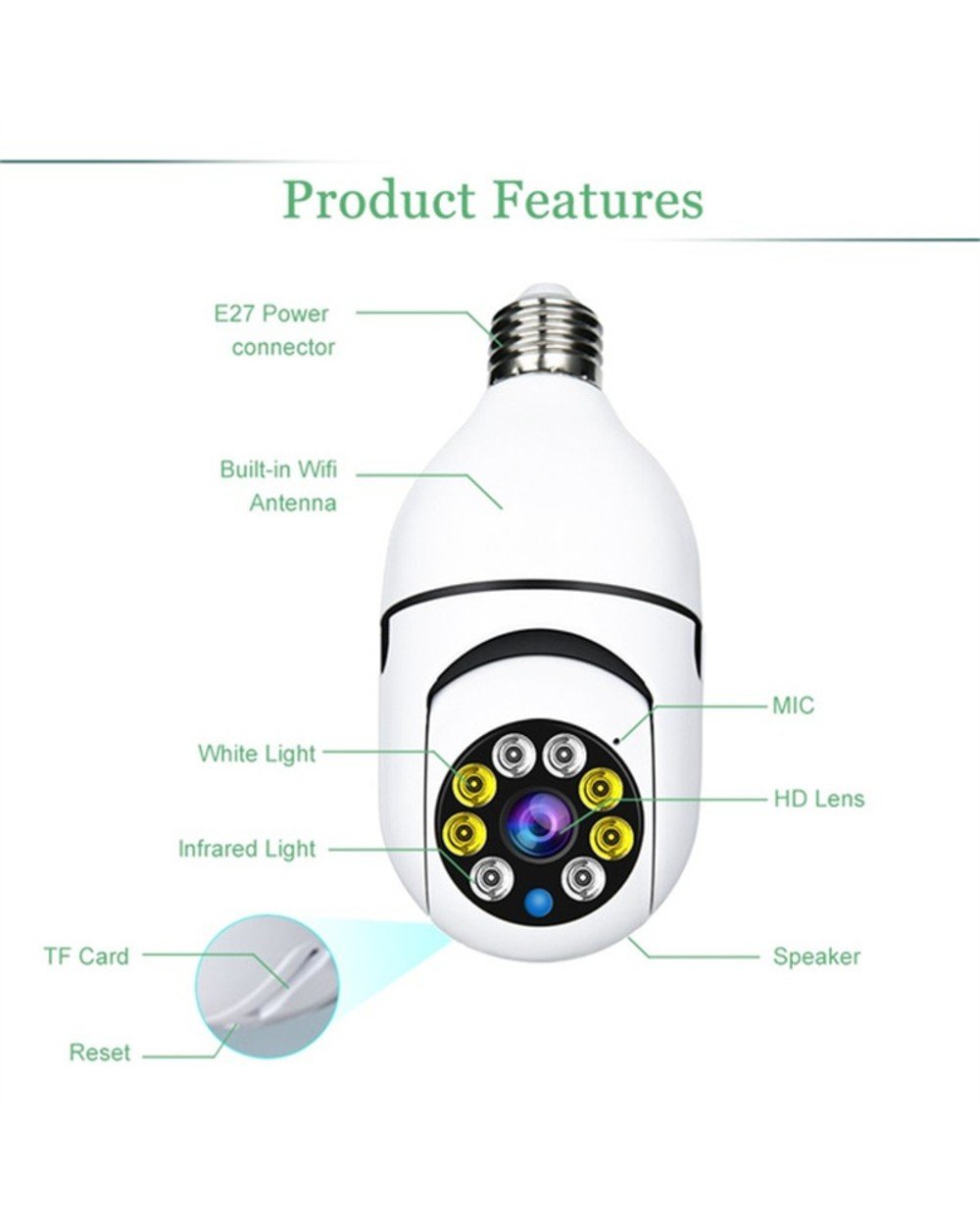 🔥Last Day Promotion🔥-Wireless Wifi Light Bulb Camera Security Camera⚡BUY 2 FREE SHIPPING