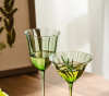 Vintage Green Flower Wine Glasses
