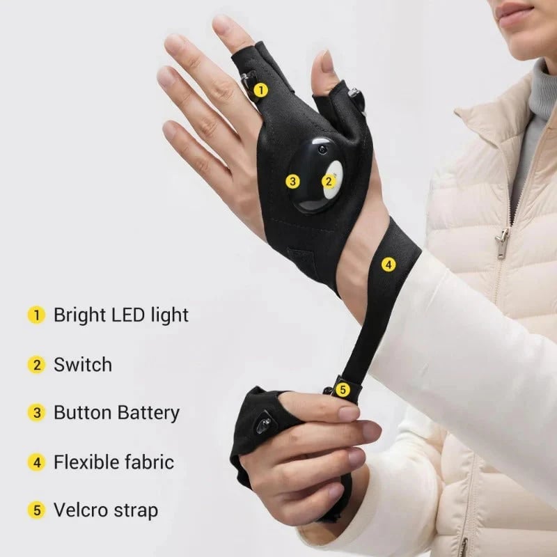 🎁TikTok Last Day Sale - 70% OFF🔥Hands-Free LED Half Finger Gloves