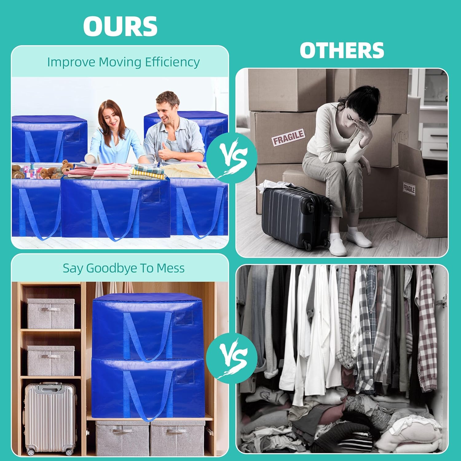 💥LAST DAY SALE 50% OFF💥24 Gallon Extra Large Heavy Duty Foldable Moving Bags⚡BUY 6 GET 3 FREE