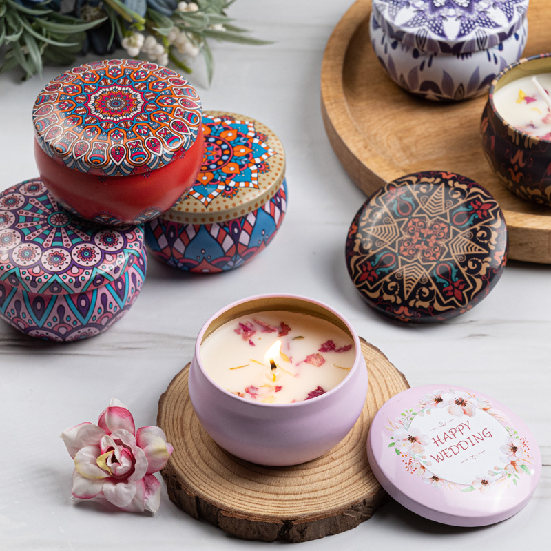 Natural Soy Wax Aromatherapy Candles With Dried Flowers