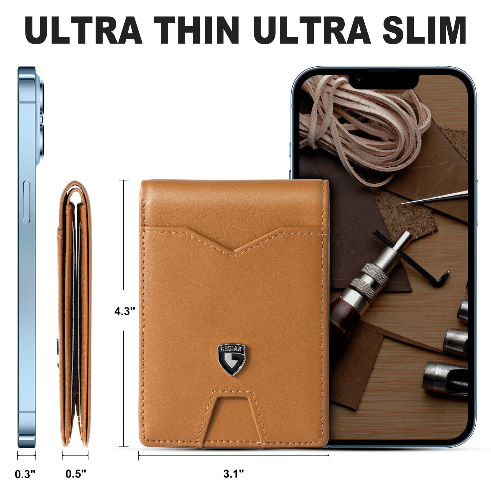 GSOIAX Mens Slim Wallet Rfid Blocking- BUY 2 GET FREE SHIPPING