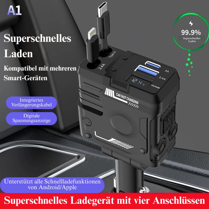 🔥Letzter Tag 49 % Rabatt⚡Einziehbares 4-in-1 Auto-Ladegerät