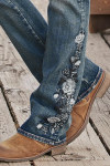 🔥Floral Embroidery Mid Waist Bootcut Jeans