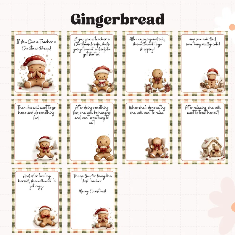 👩‍🏫Teacher Christmas Gift Card Book🍪Christmas Gingerbread Man