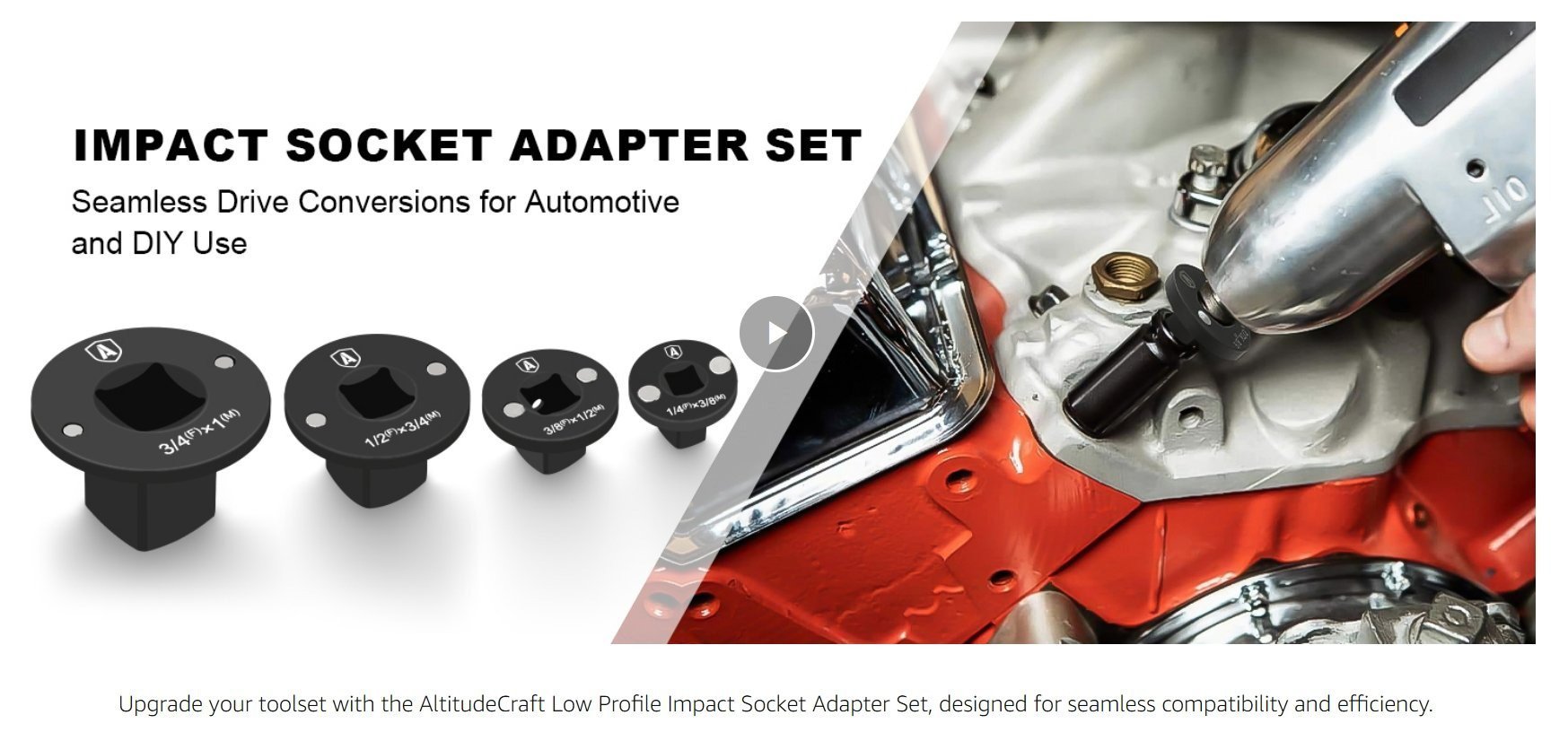 🎁TikTok Last Day Sale - 70% OFF🎉2025 Low Profile Impact Socket Adapter Set – Industrial Drive Ratchet & Wrench Adapter Set for Tight Spaces, 4PC Hardware Kit: 3/4
