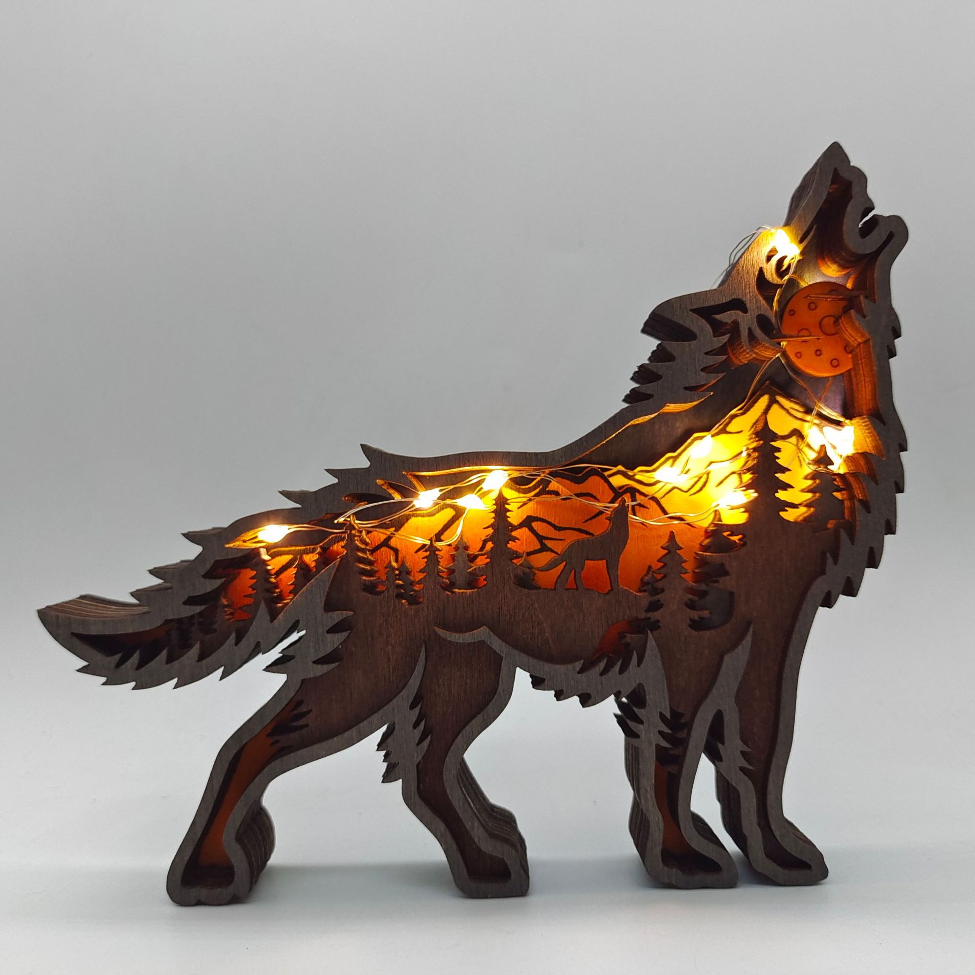 Wooden Animal Statue Lamp