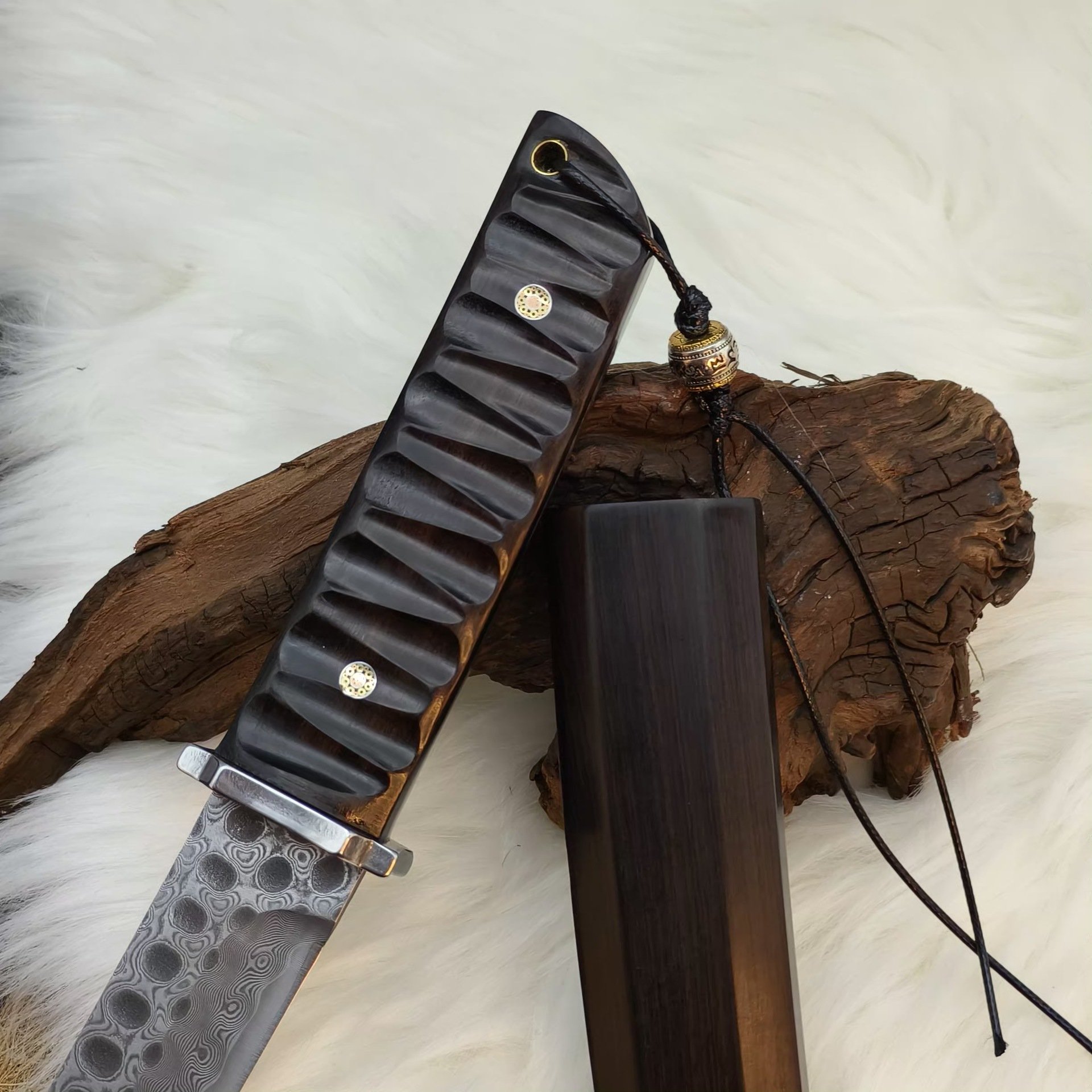 Ebony Damascus VG10 Steel samurai sword