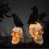 💀 Halloween Skull Solar Lights with Crow – Spooky Outdoor Decor