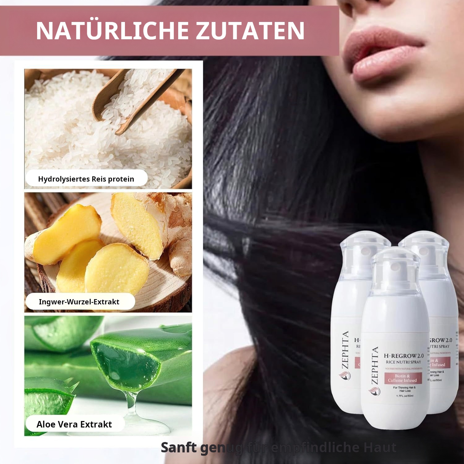 🔥Letzter Tag 50% RABATT- H-Regrow 2.0 - Reis-Nährspray für Haarwachstum