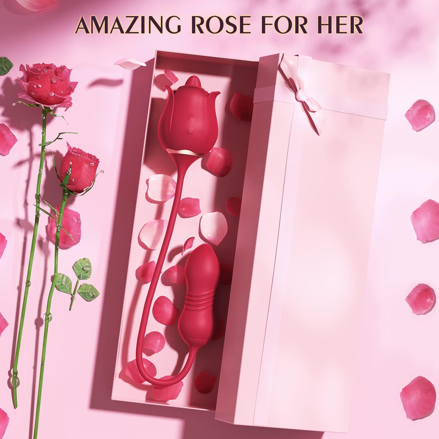 Rose Toy Vibrator Female Telescopic Egg Jumping  Tongue Licker Sex Toys
