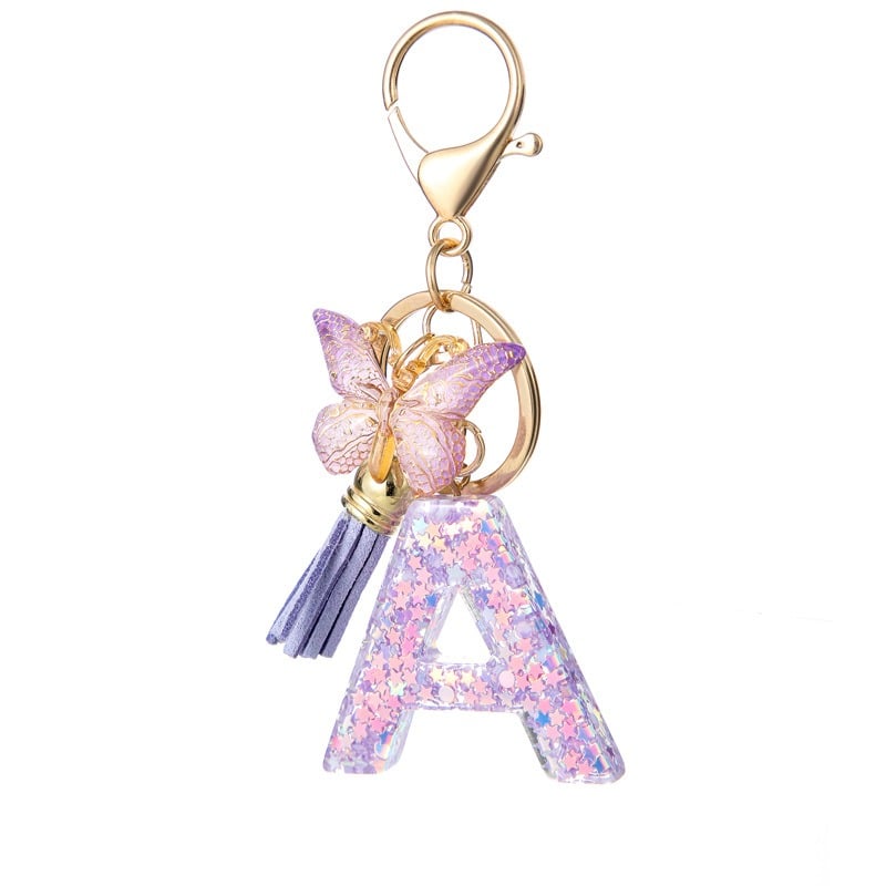 🔥Last Day 50% OFF - Butterfly Letter Keychain Tassel Design Vibrant Durable Lightweight Gift