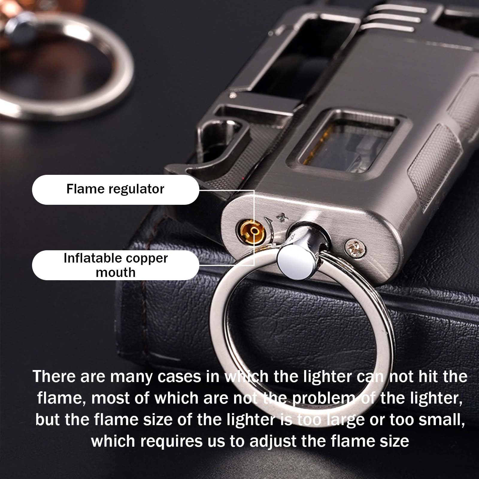 Portable Keychain Lighter-Adjustable Windproof Flame