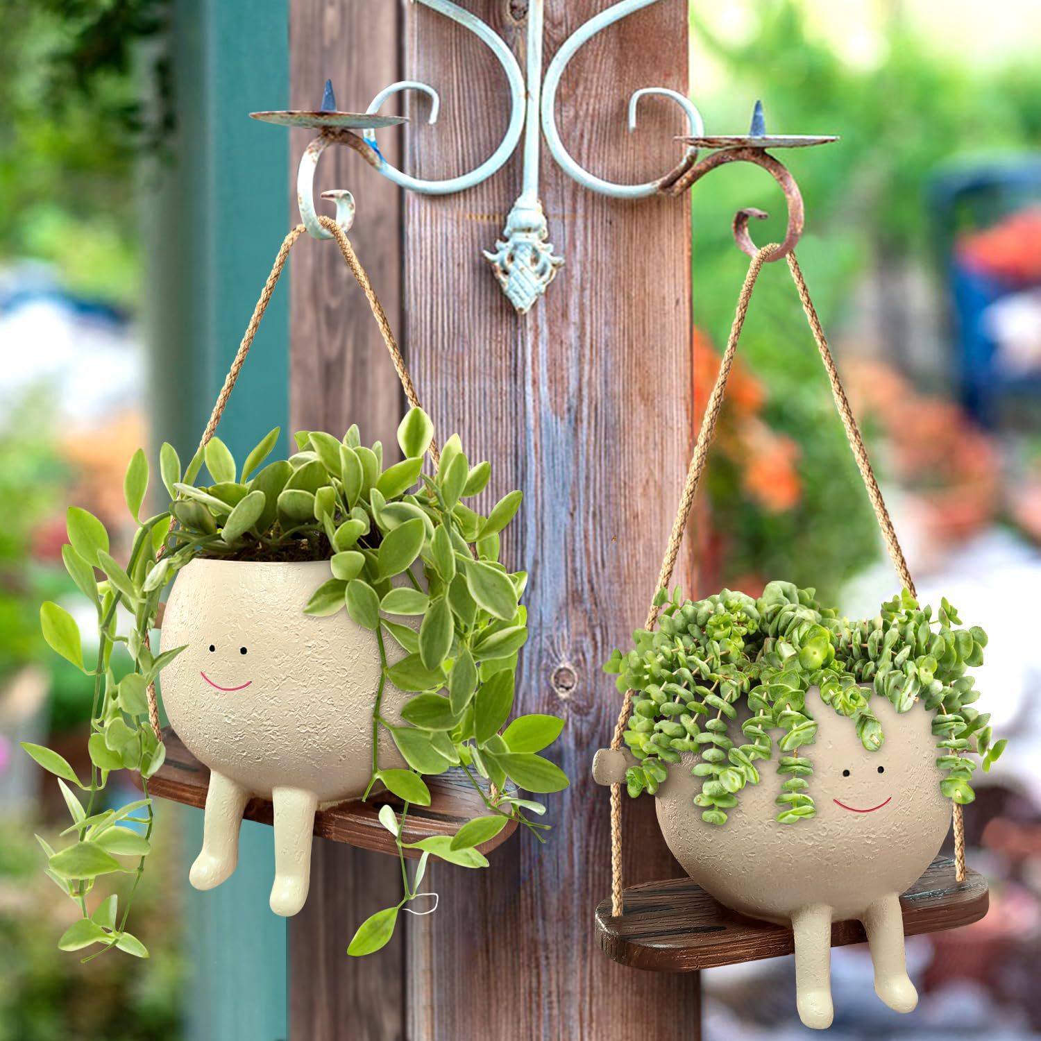 🌼 Swing Smile Face Hanging Flower Head Planters Pot