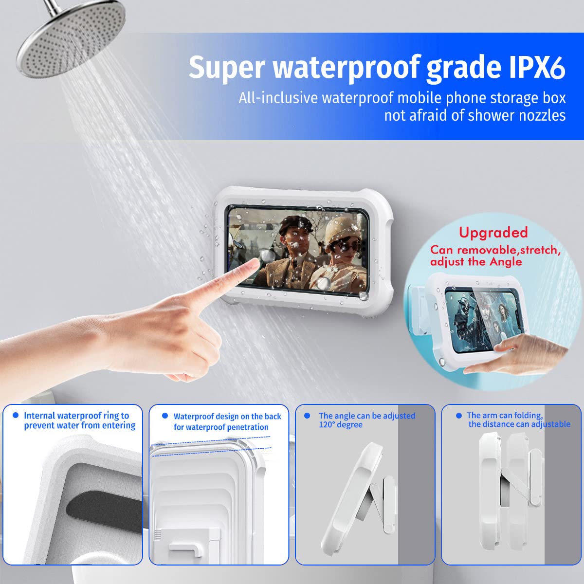 🎁Last Day Promotion- SAVE 70%🏠480° Rotation Waterproof Shower Phone Holder-Touch Screen-Buy 2 Free Shipping