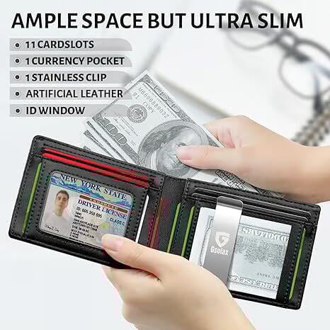 🔥Father's Day Promotion 70% OFF💥Men's Slim Leather RFID Blocking Wallet - Minimalist Carbon Fiber Bifold