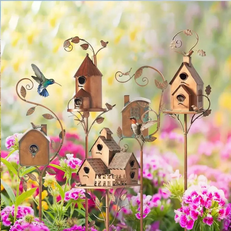 Last Day 70% OFF- ❤️Handmade Metal Birdhouse Garden Stakes- Buy 2 Free Shipping