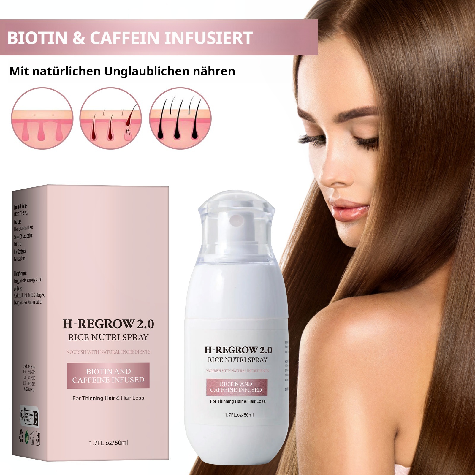 🔥Letzter Tag 50% RABATT- H-Regrow 2.0 - Reis-Nährspray für Haarwachstum
