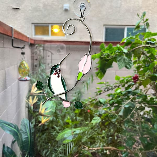 🌱🌱Hummingbird stained glass window hangings Fathers Day gifts Custom stained glass bird suncatcher
