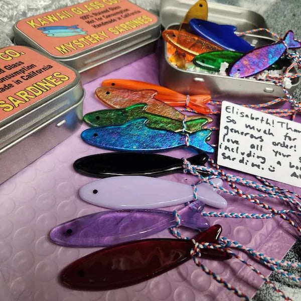 🔥LAST DAY🐟️Handmade Stained Glass Sardine Suncatcher!