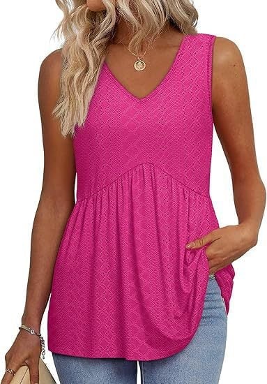⏰LAST DAY SALE 50% OFF💥Women Dressy Sleeveless V Neck Babydoll Tank Tops