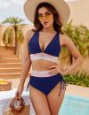 🔥Heißer Verkauf - 49% Rabatt 🏖️ Bikini-Sets mit hoher Taille und Bauchkontrolle im Farbblockdesign
