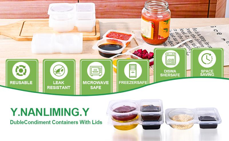 🔥Last Day Promotion 50% OFF🔥Reusable Double Compartment Condiment Container Snack Container