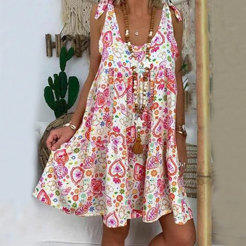 Cross-border sleeveless dress with halter print skirt